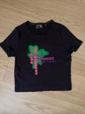 RARE Heaven by Marc Jacobs x Kiko Kostadinov Baby Tee w/ Green Pink Glitter Star